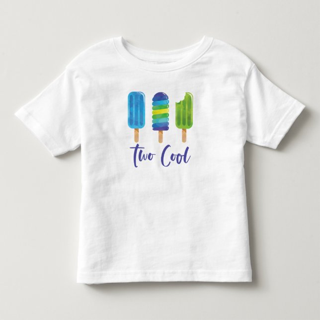 T-shirt Pour Les Tous Petits Pop Two Cool 2e anniversaire bleu vert (Devant)