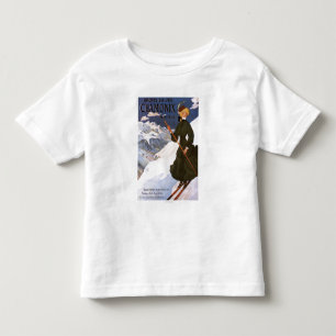 T-shirt Pour Les Tous Petits Poster d'une femme en ski vert