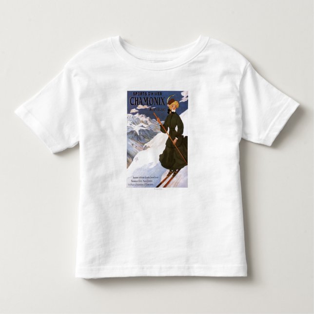 T-shirt Pour Les Tous Petits Poster d'une femme en ski vert (Devant)