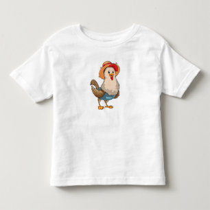 T-shirt Pour Les Tous Petits Poulet en fermier avec Casquette