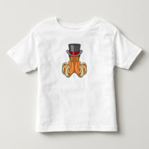 T-shirt Pour Les Tous Petits Poulpe en gentleman avec chapeau haut-de-forme