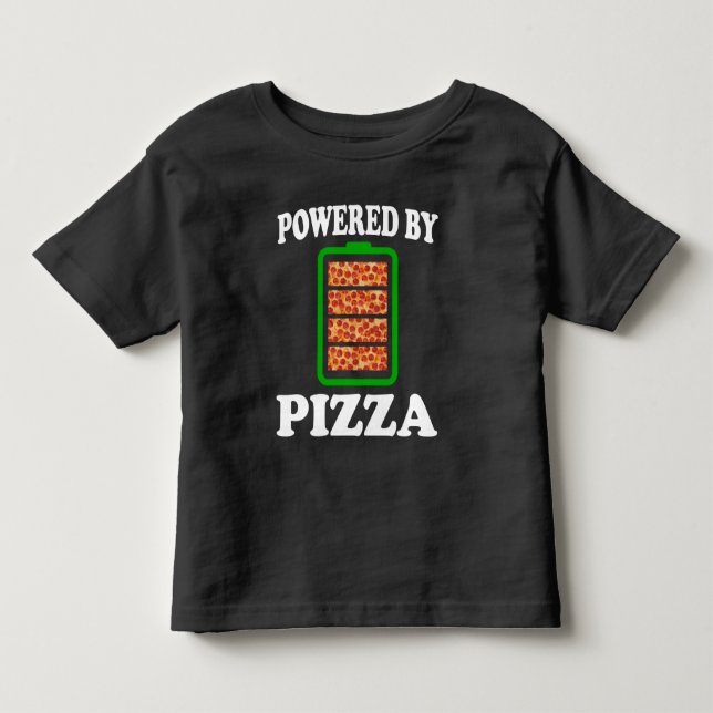 T-shirt Pour Les Tous Petits Powered By Pizza - Pizza Drôle (Devant)