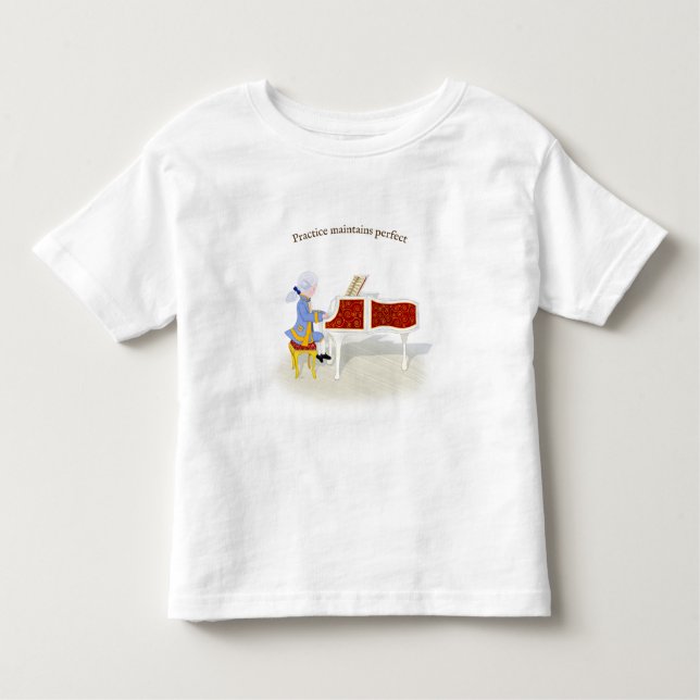 T-shirt Pour Les Tous Petits "Pratique Conserve Parfait" Mozart Jouer Piano (Devant)