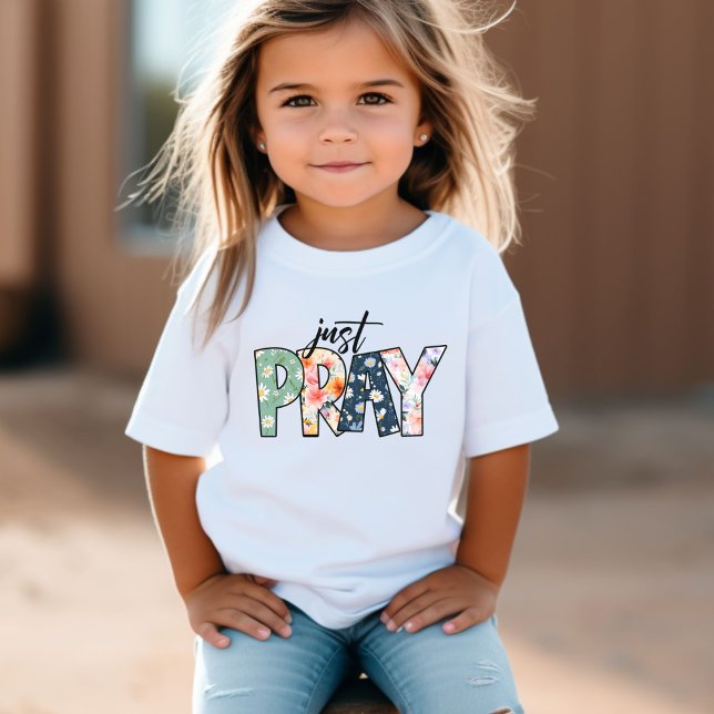 T-shirt Pour Les Tous Petits Pray mignon western Floral Christian (Just Pray Cute Western Floral Christian Toddler T-shirt)