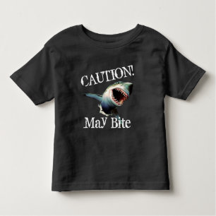 T-shirt Pour Les Tous Petits "Précaution drôle ! Peut mordre" avec le requin