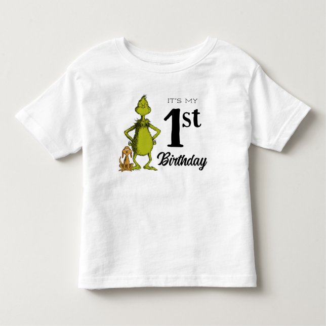 T-shirt Pour Les Tous Petits Premier anniversaire de Grinch Chalkboard (Devant)