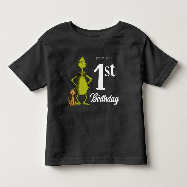 T-shirt Pour Les Tous Petits Premier anniversaire de Grinch Chalkboard (Devant)