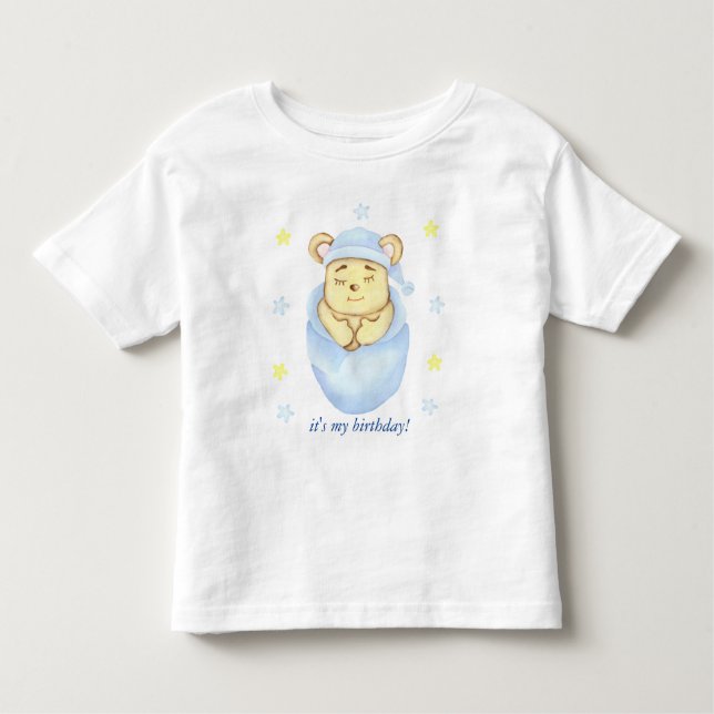 T-shirt Pour Les Tous Petits Premier anniversaire personnalisé Teddy Bear Boy (Devant)