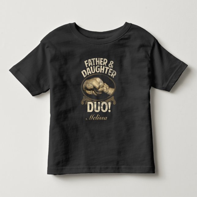 T-shirt Pour Les Tous Petits Premier Père Jour Père Fille Duo Personnalisé (Devant)