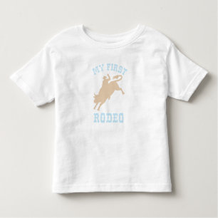 T-shirt Pour Les Tous Petits Premier Rodéo Bébé bleu et bronzé Anniversaire