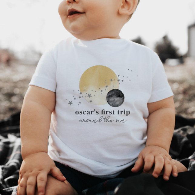 T-shirt Pour Les Tous Petits Premier Voyage Gris Autour Du Soleil (Créateur téléchargé)
