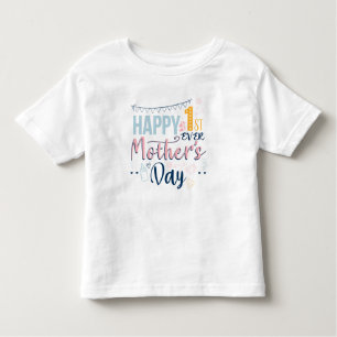 T-shirt Pour Les Tous Petits Première Fête des mères Jamais Boho Chic Bleu Rose