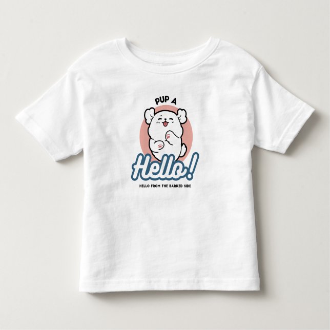 T-shirt Pour Les Tous Petits Prends un bonjour ! - Joyeux dessin de chien blanc (Devant)