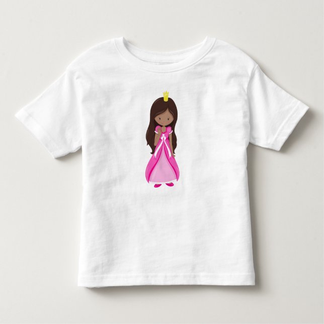 T-shirt Pour Les Tous Petits Princesse Afro-Américaine, Reine, Robe, Robe Rose (Devant)