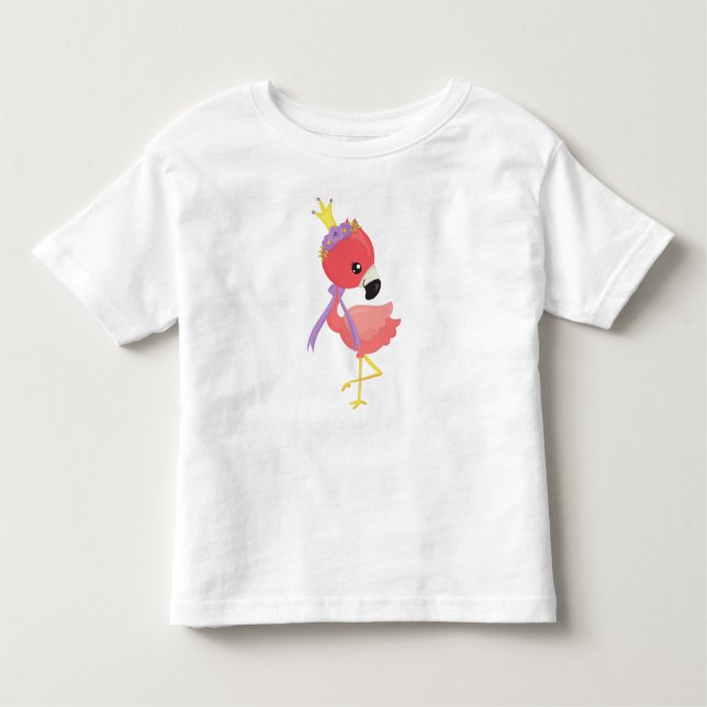 T-shirt Pour Les Tous Petits Princesse flamant, joli flamant, fleurs, couronne (Devant)