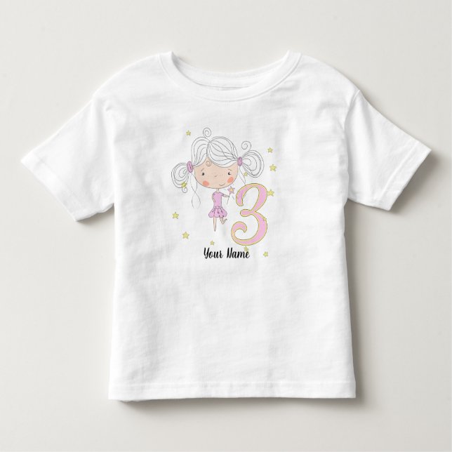 T-shirt Pour Les Tous Petits Princesse rose 3e anniversaire (Devant)