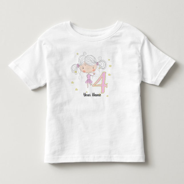 T-shirt Pour Les Tous Petits Princesse rose du 4e anniversaire (Devant)