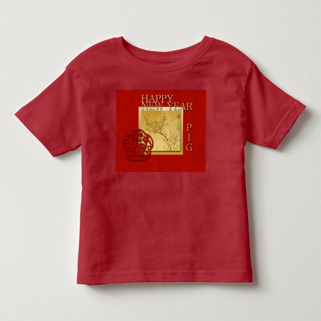 T-shirt Pour Les Tous Petits Printemps Chinois Cochon Nouvel An 2019 Red Toddle (Devant)