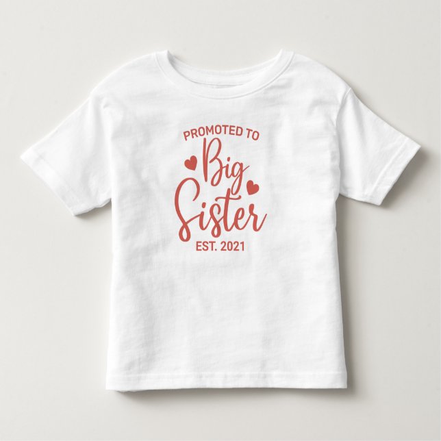 T-shirt Pour Les Tous Petits Promue Grande Sœur avec Date Personnalisée (Devant)