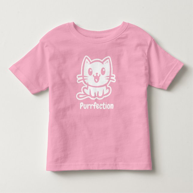 T-shirt Pour Les Tous Petits Purfection, Très Mignonne Chat Anime (Devant)