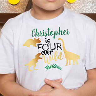T-shirt Pour Les Tous Petits Quatre Dinosaures Sauvages Boys 4e anniversaire
