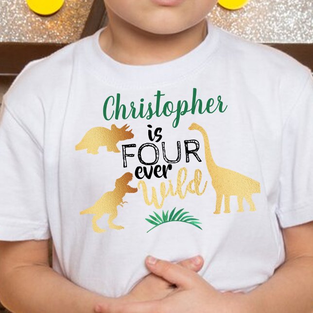 T-shirt Pour Les Tous Petits Quatre Dinosaures Sauvages Boys 4e anniversaire (Créateur téléchargé)