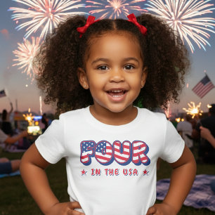 T-shirt Pour Les Tous Petits Quatrième fête d'anniversaire patriotique drapeau