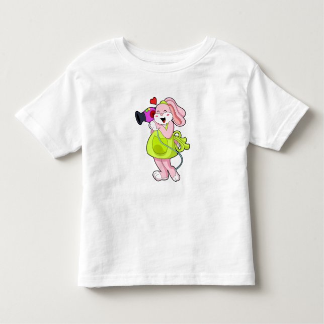 T-shirt Pour Les Tous Petits Rabbit comme coiffeur avec sèche-cheveux (Devant)