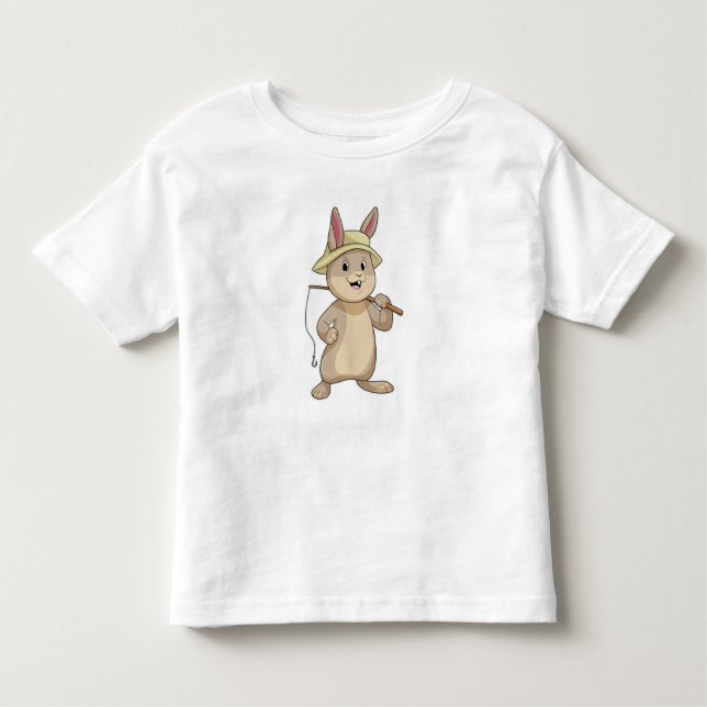 T-shirt Pour Les Tous Petits Rabin comme Fisher avec canne à pêche (Devant)