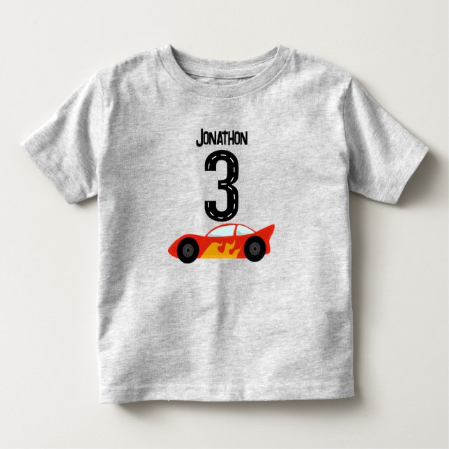 T-shirt Pour Les Tous Petits Racecar personnalisé 3ème anniversaire (Devant)