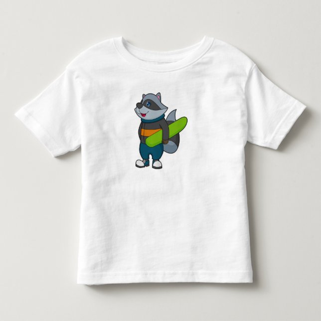 T-shirt Pour Les Tous Petits Racoon as Snowboarder avec snowboard (Devant)