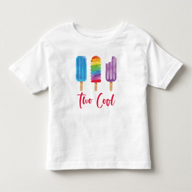 T-shirt Pour Les Tous Petits Rainbow Pop Deux Cool été 2e anniversaire (Devant)