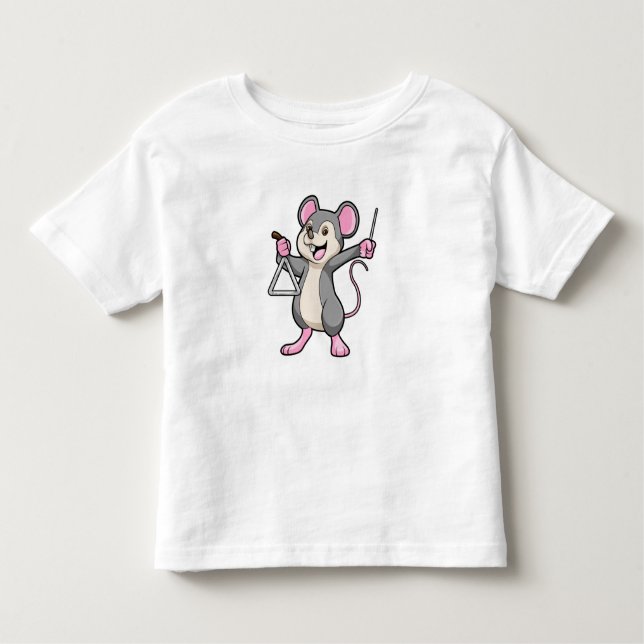 T-shirt Pour Les Tous Petits Rat à Musique avec Triangel (Devant)