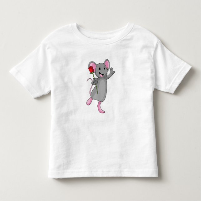 T-shirt Pour Les Tous Petits Rat avec fleur Rose (Devant)