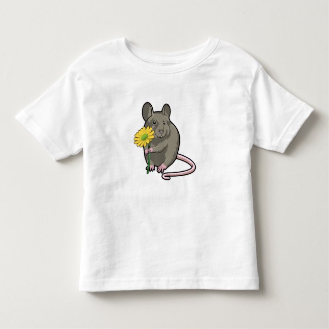 T-shirt Pour Les Tous Petits Rat avec fleurs jaunes (Devant)