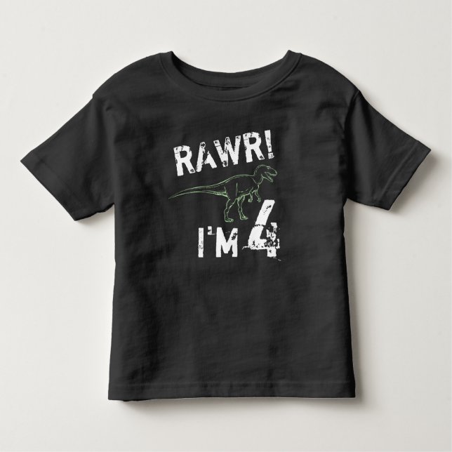 T-shirt Pour Les Tous Petits RAWR ! J'ai 4 ans - Chemise d'anniversaire Dinosau (Devant)