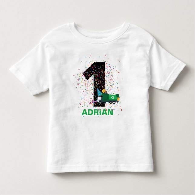T-shirt Pour Les Tous Petits Recyclage personnalisé Garbage Truck fête d'annive (Devant)
