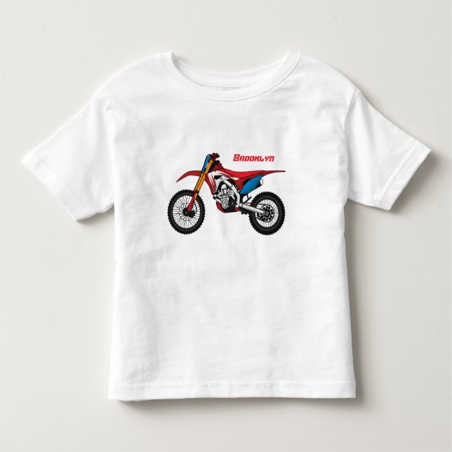 T-shirt Pour Les Tous Petits Red dirt bike motorcycle (Devant)