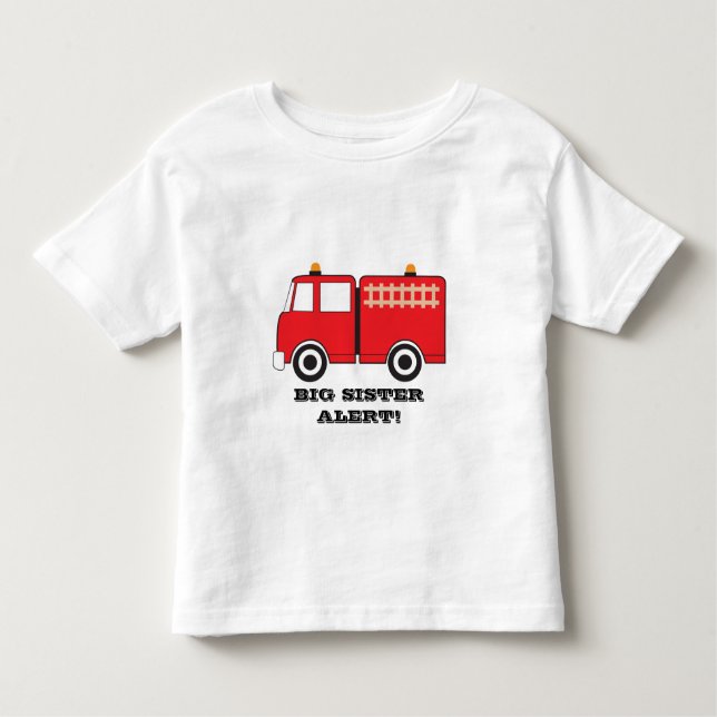 T-shirt Pour Les Tous Petits Red Fire Truck Big Sister Alert! (Devant)