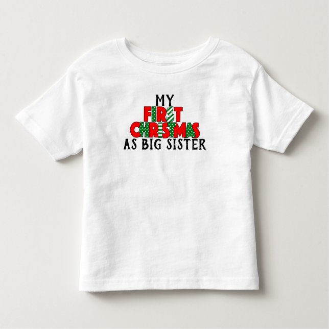 T-shirt Pour Les Tous Petits Red & Green Premier Noël pour Big Sister (Devant)