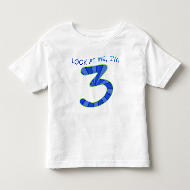 T-shirt Pour Les Tous Petits Regarde-moi, j'ai 3 ans - Bleu (Devant)