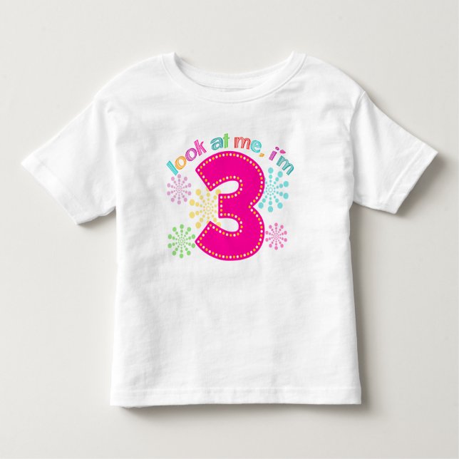 T-shirt Pour Les Tous Petits Regarde-moi, j'ai 3 ans - rose (Devant)
