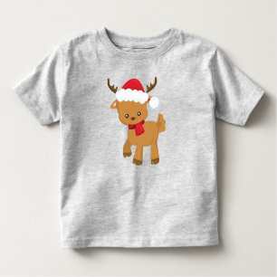 T-shirt Pour Les Tous Petits Reindeer de Noël, Cute Reindeer, Santa Hat