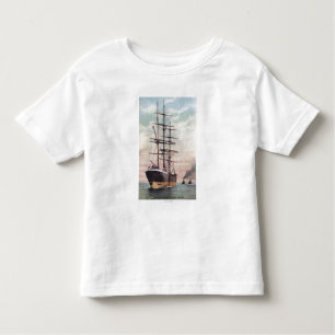 T-shirt Pour Les Tous Petits Remorqueurs remorquant un bateau à la mer