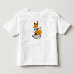 T-shirt Pour Les Tous Petits Renard avec Écharpe sur Rocher