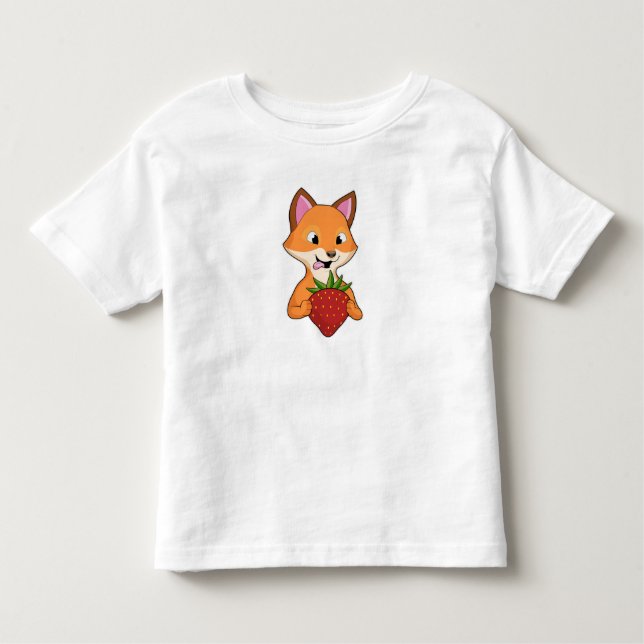 T-shirt Pour Les Tous Petits Renard avec fraise (Devant)