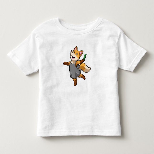 T-shirt Pour Les Tous Petits Renard comme coiffeur avec ciseaux (Devant)
