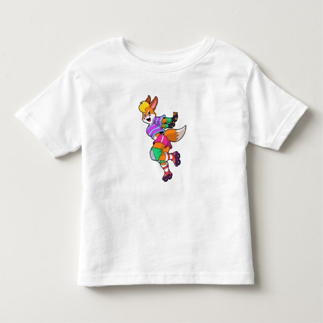 T-shirt Pour Les Tous Petits Renard comme Patineur Inline avec Patinage Inline (Devant)