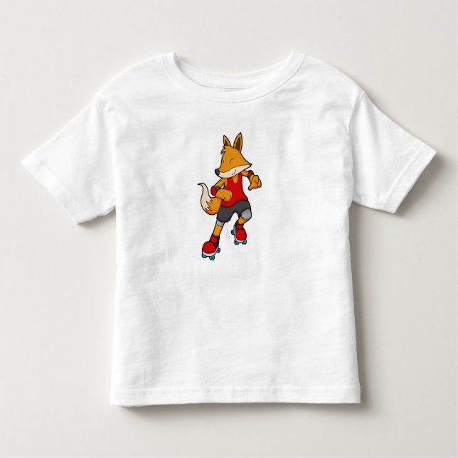 T-shirt Pour Les Tous Petits Renard en patinage avec roulettes (Devant)