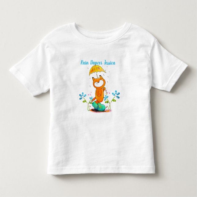 T-shirt Pour Les Tous Petits Renard printanier inspirant avec parapluie (Devant)